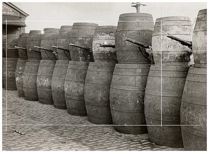 Barricade made from barrels, 1916 © Sean Sexton Collection - headstuff.org