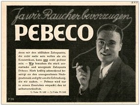 Ad for Pebeco toothpaste - headstuff.org