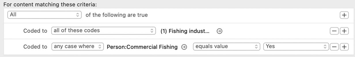 Example of Coding Query criteria.