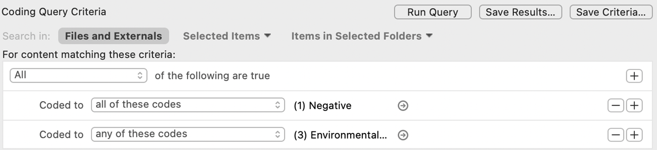 Example of Coding Query criteria.