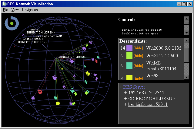 This window displays a 3-dimensional view where you can visualize the network.