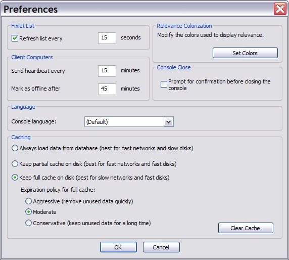 This window displays the Preferences dialog under which you can adjust certain system-wide parameters.