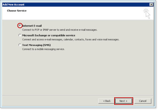 Outlook 2010: Internet Email Radio Button