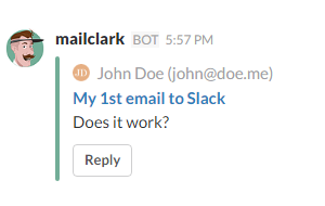 MailClark reply button MailClark reply button