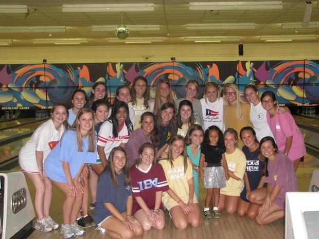 Fundraiser at a local bowling alley. Paulina and the sorrority girls