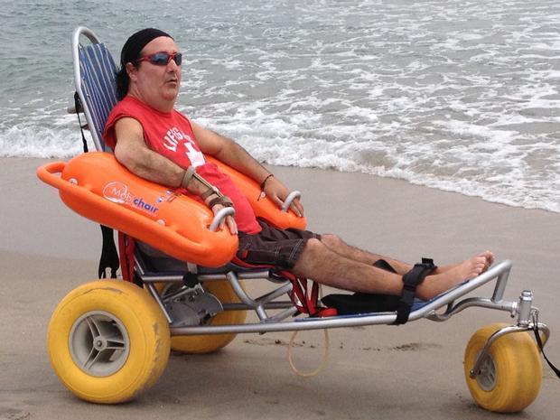 Photos of Eric Trying out the Ocean Wheelchair