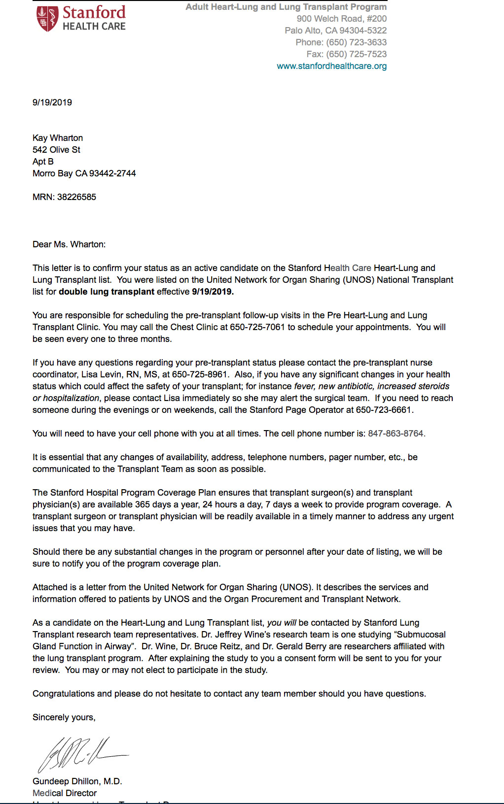 ONOS Listing Letter and 2019 Photos