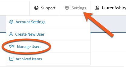 Manage Users tab