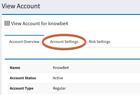 Account Settings subtab