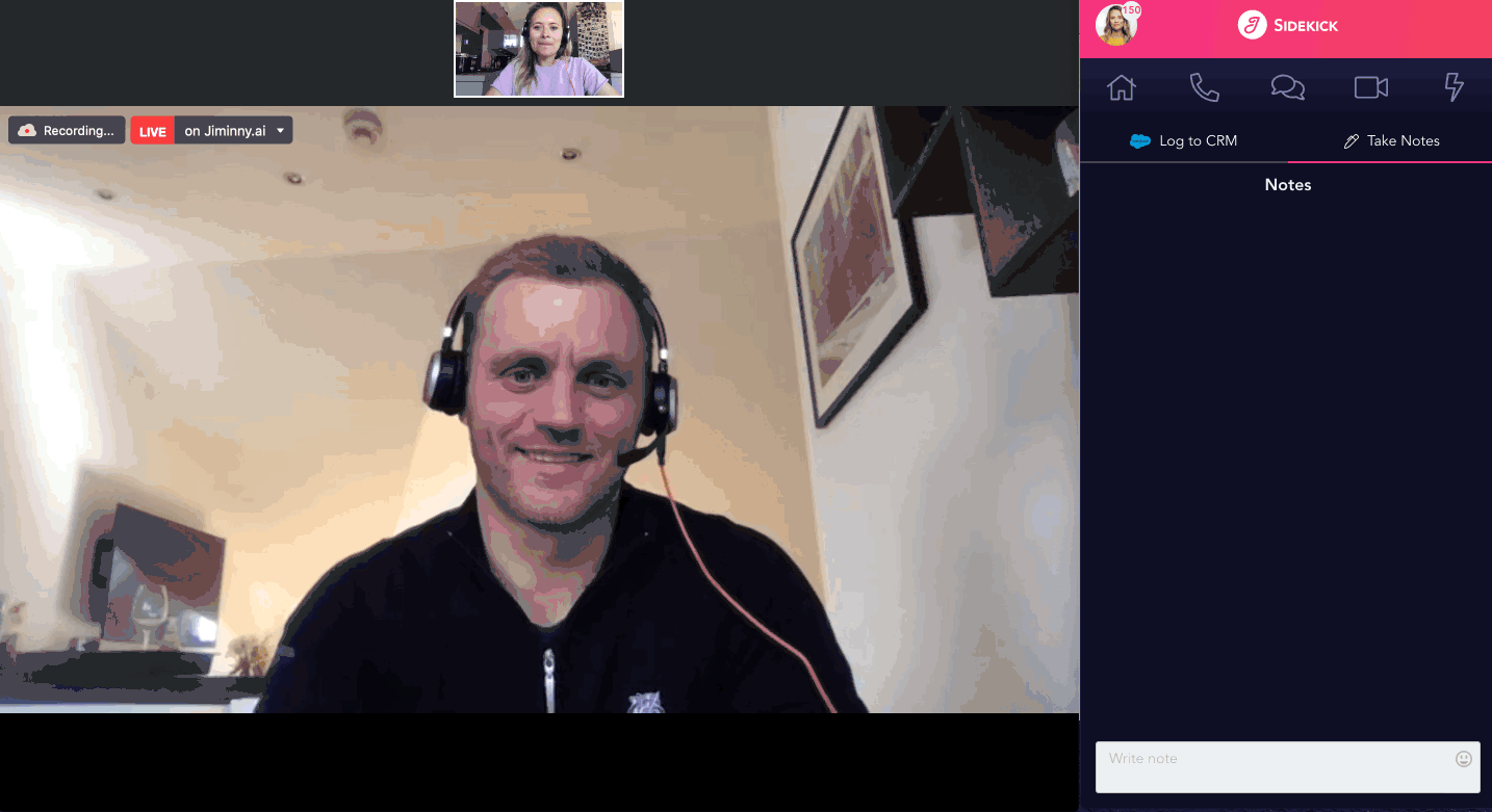 Screen recording of a zoom call between two people