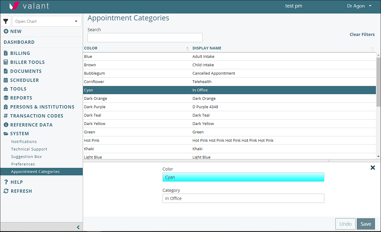 Valant — IO Appointment Categories