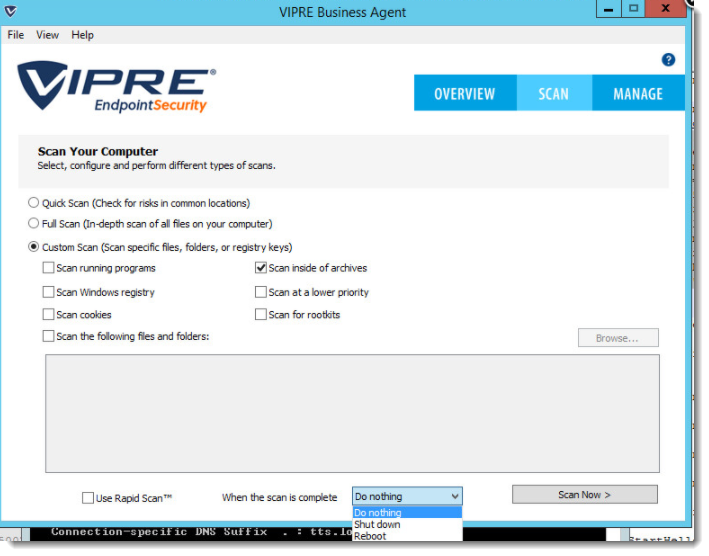 VIPRE Business Agent - Post-scan options