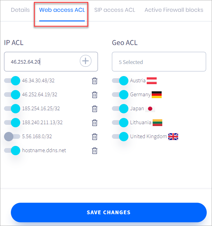 Web access ACL