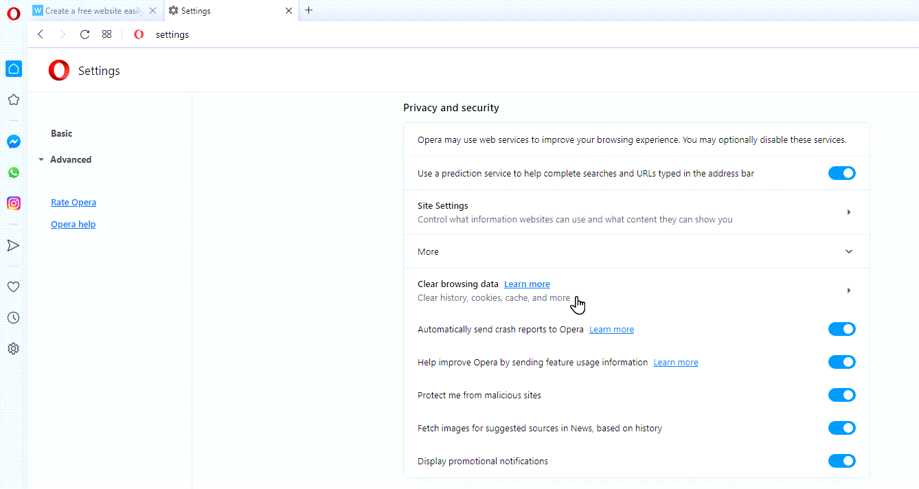 Privacy and Security section