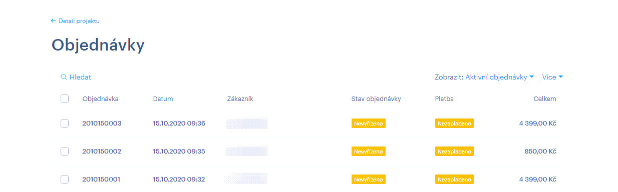 Objednávky ve Webnode