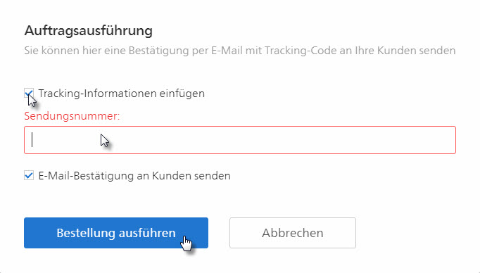 Sendungsnummer eingeben