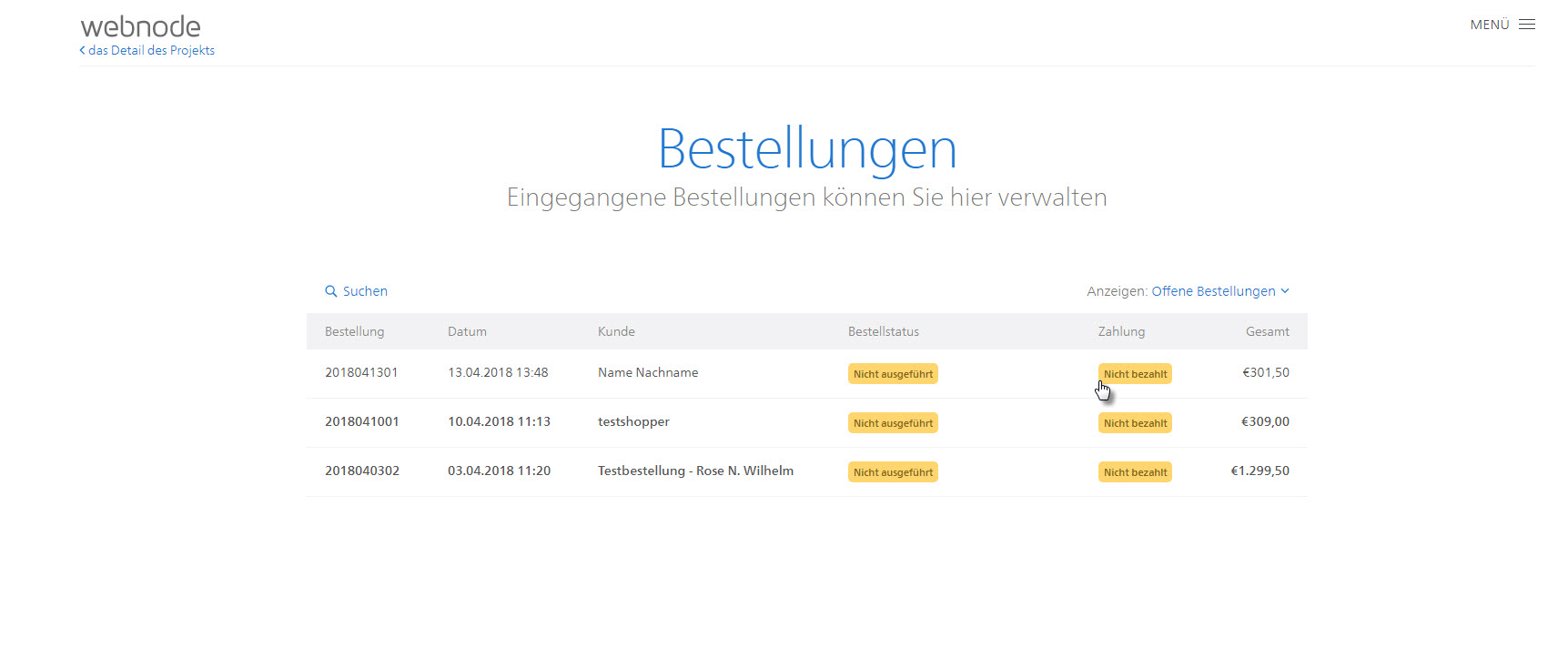 Bestellungen bearbeiten