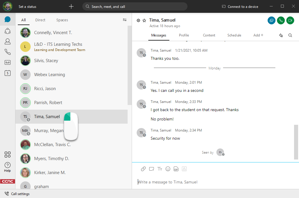 Sending a Message in ex CCAC's Help Center