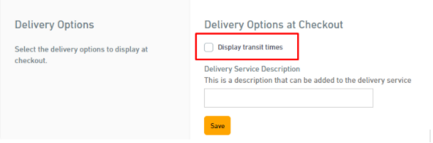 Sección Delivery options