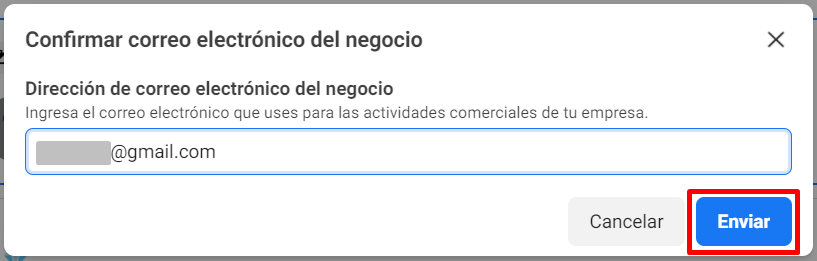 Campo para ingresar el email del negocio. Botón Siguiente resaltado