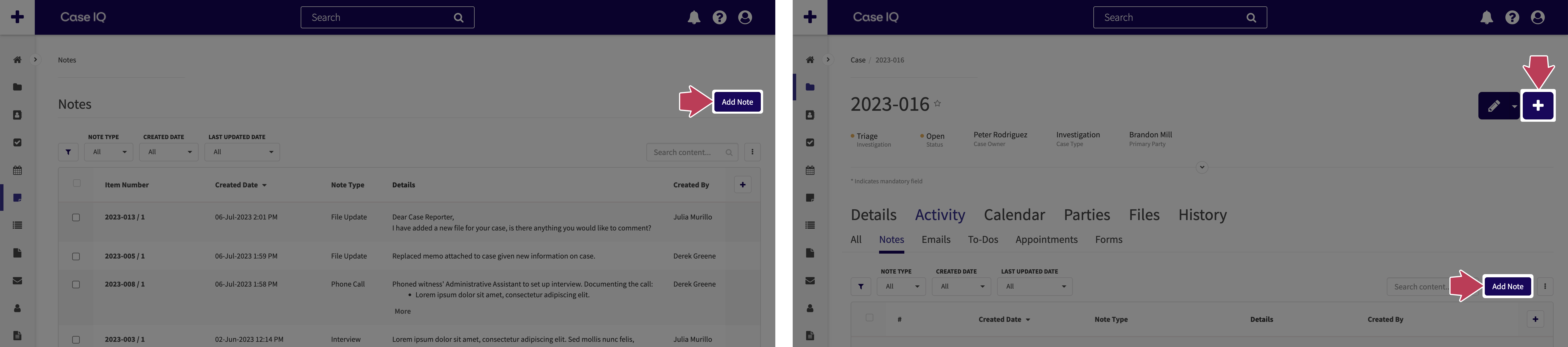 Add a Note - Case IQ