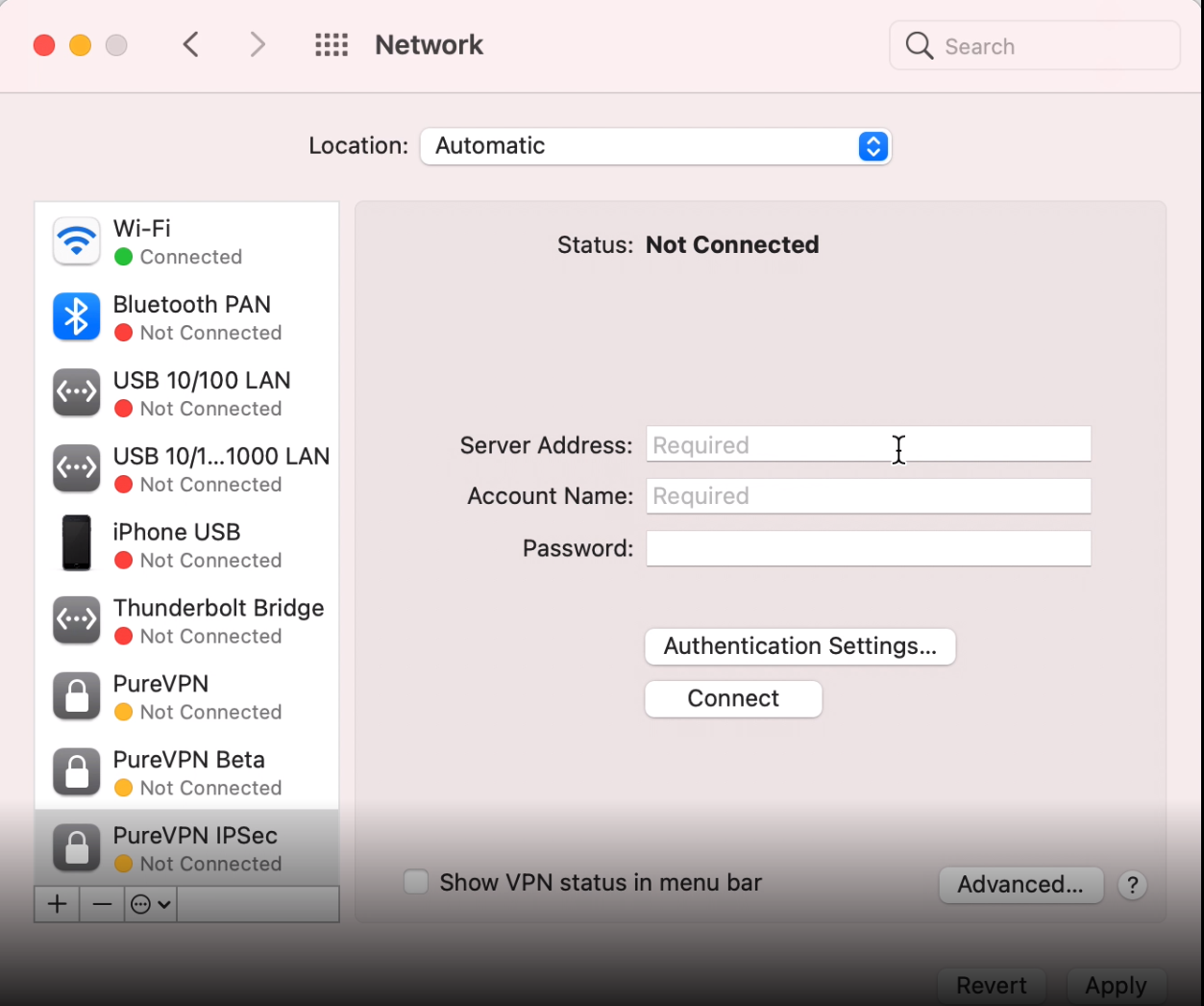 How to set up PureVPN manually on macOS with IPsec Protocol - PureSquare