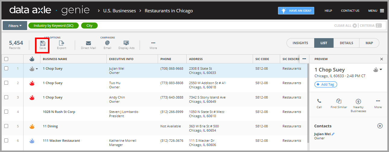 Data Axle Genie — What is a saved search?