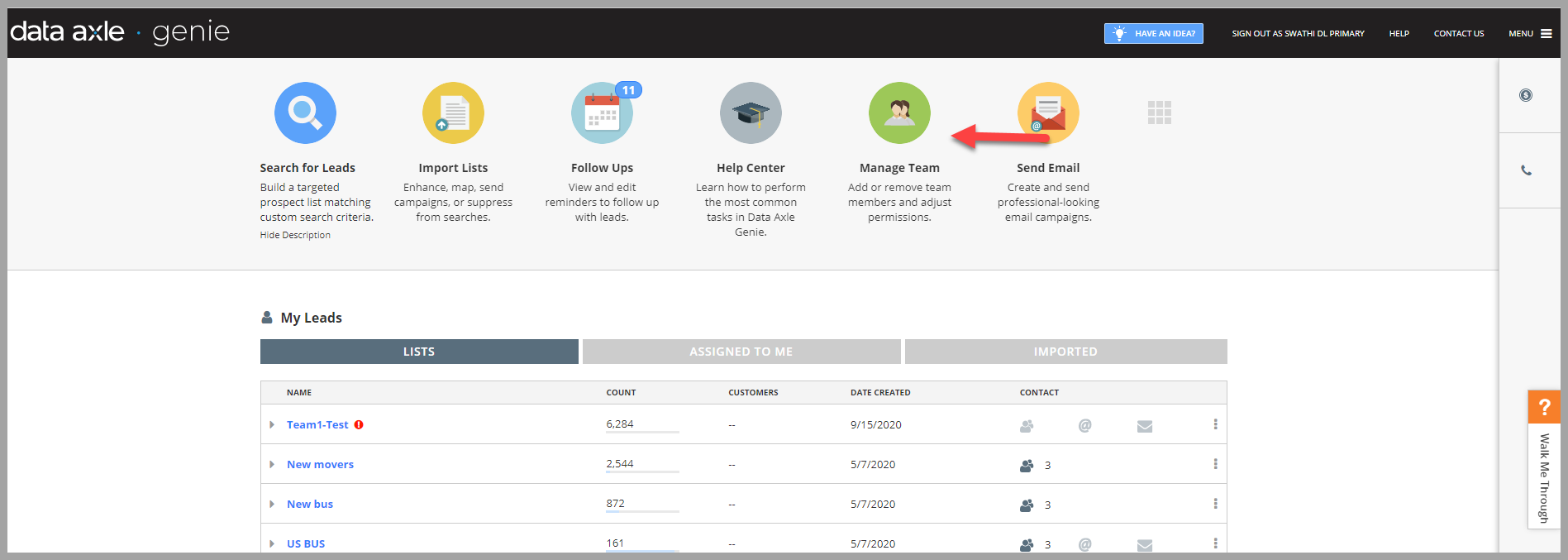 Data Axle Genie — Genie Team User Management