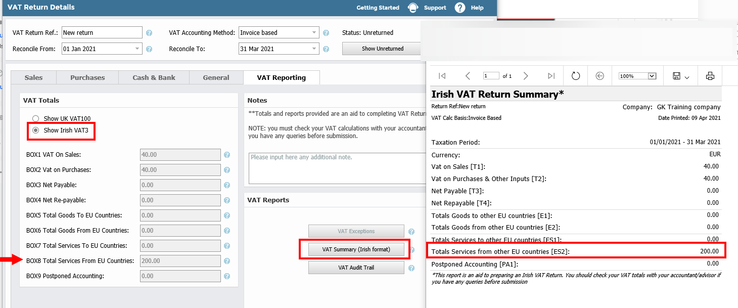 Using EU Reverse Charges on VAT Returns (Ireland) AccountsIQ