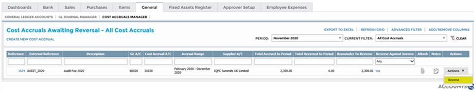 Creating General Ledger Cost Accruals - AccountsIQ