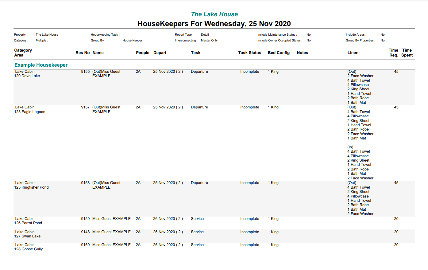 Housekeeping Roster Print Report — RMS Help Centre