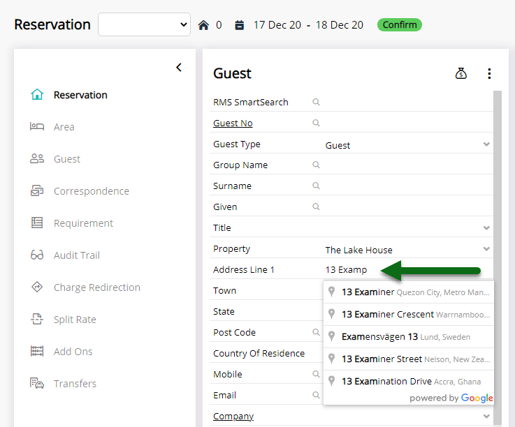 Google Address Lookup — RMS Help Centre