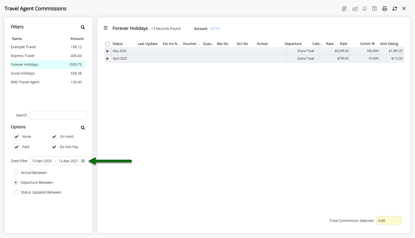 Travel Agent Commission Status — RMS Help Centre
