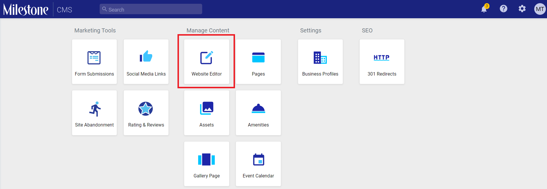 Editor Screen - Milestone inc