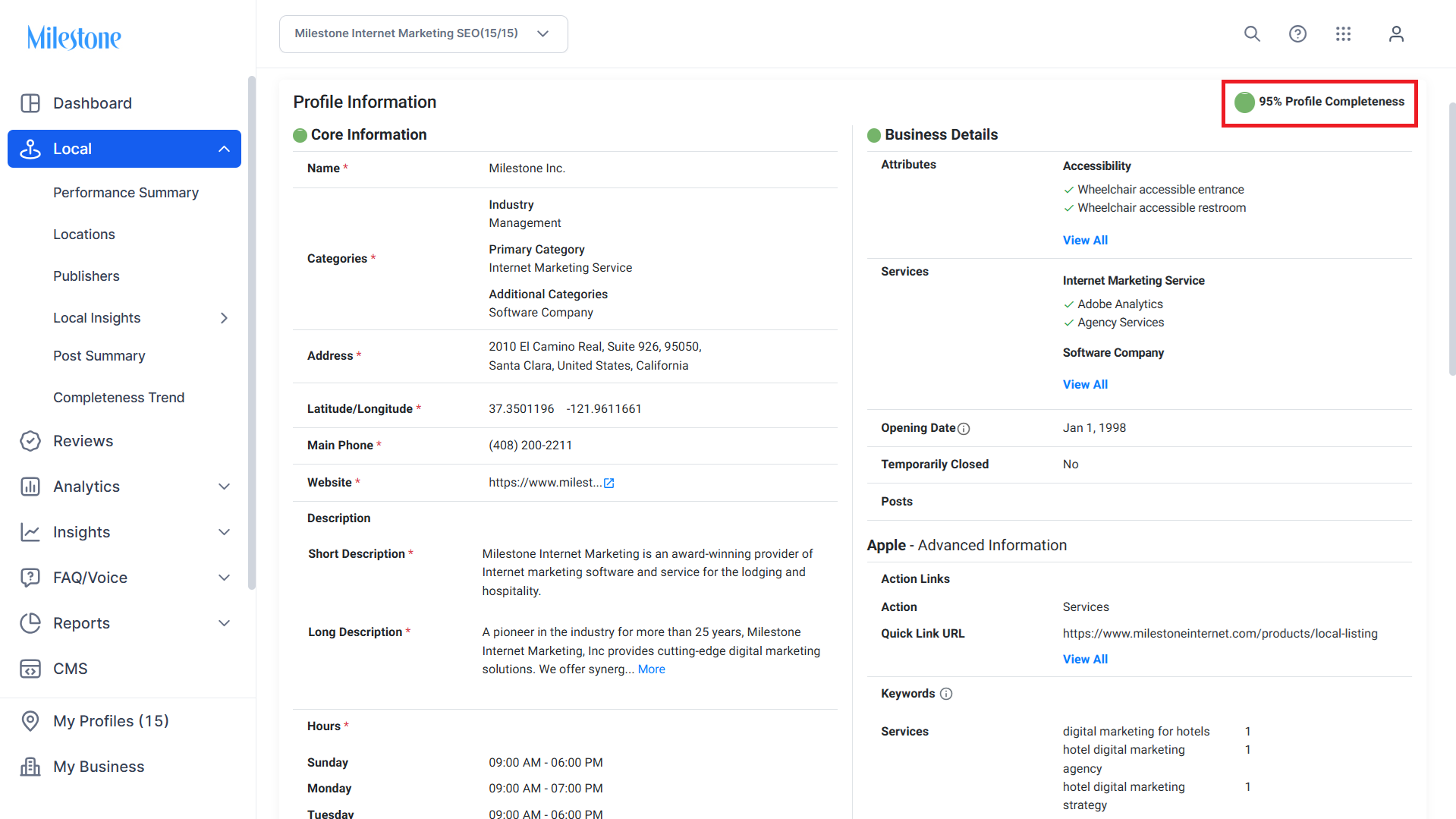 Profile Summary Overview - Milestone inc