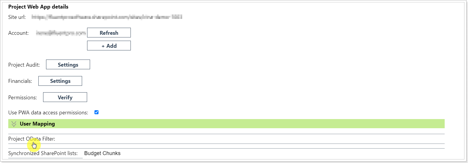 How to filter out Projects and SharePoint Sites for Data