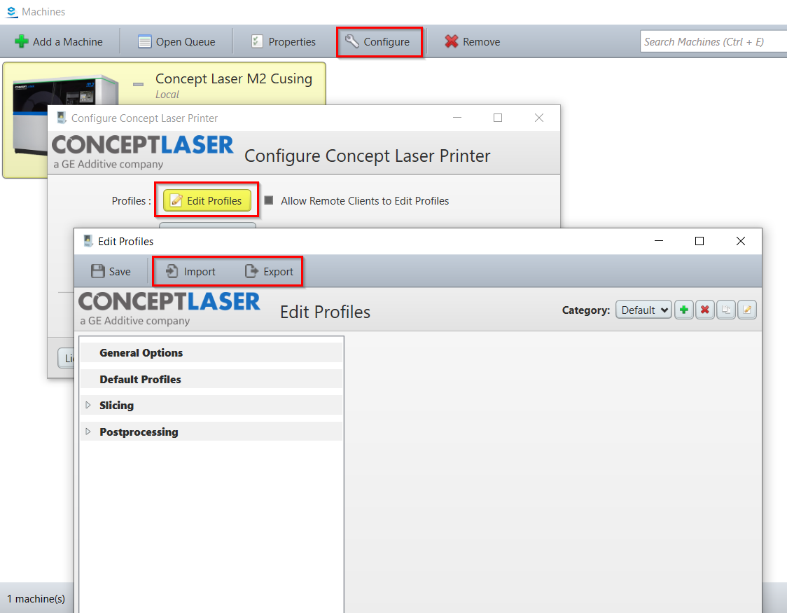 Transferring machine profiles and settings Materialise Software Support