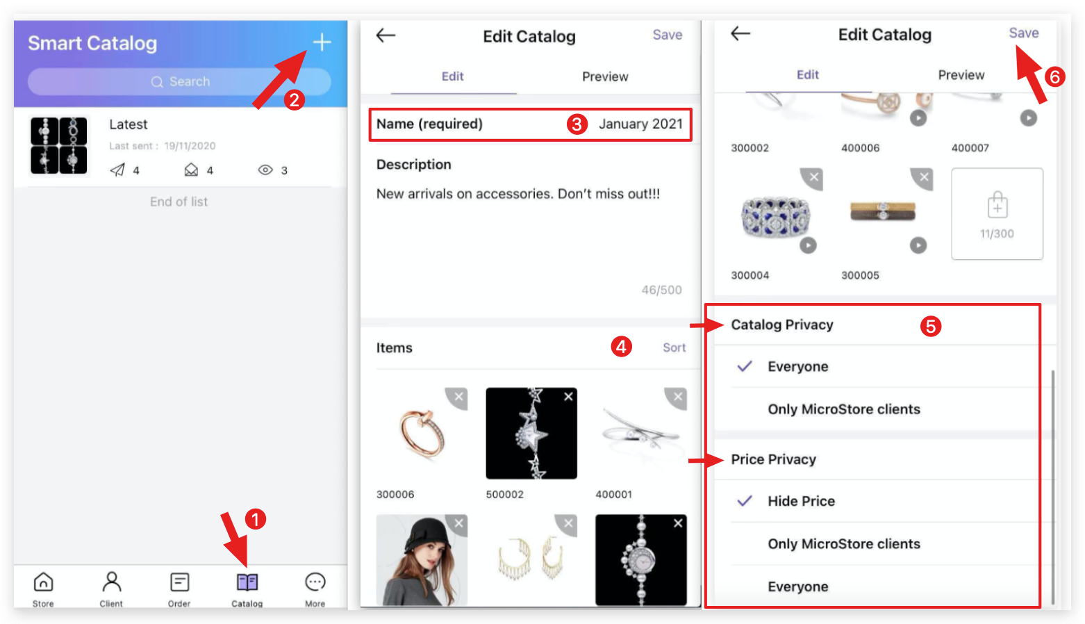 How to create and send a catalog via MS Manager? MC App