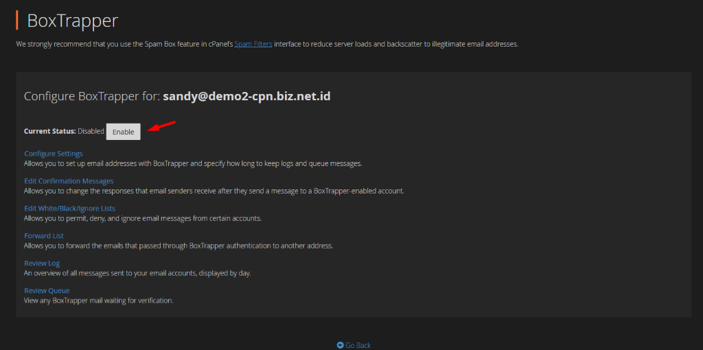 Cara Menggunakan BoxTrapper pada cPanel - Biznet Gio Nusantara