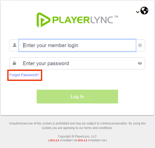 How to reset my PlayerLync password using the Password feature