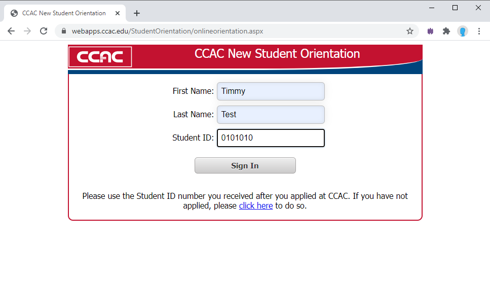 Viewing the Online Orientation CCAC's Help Center
