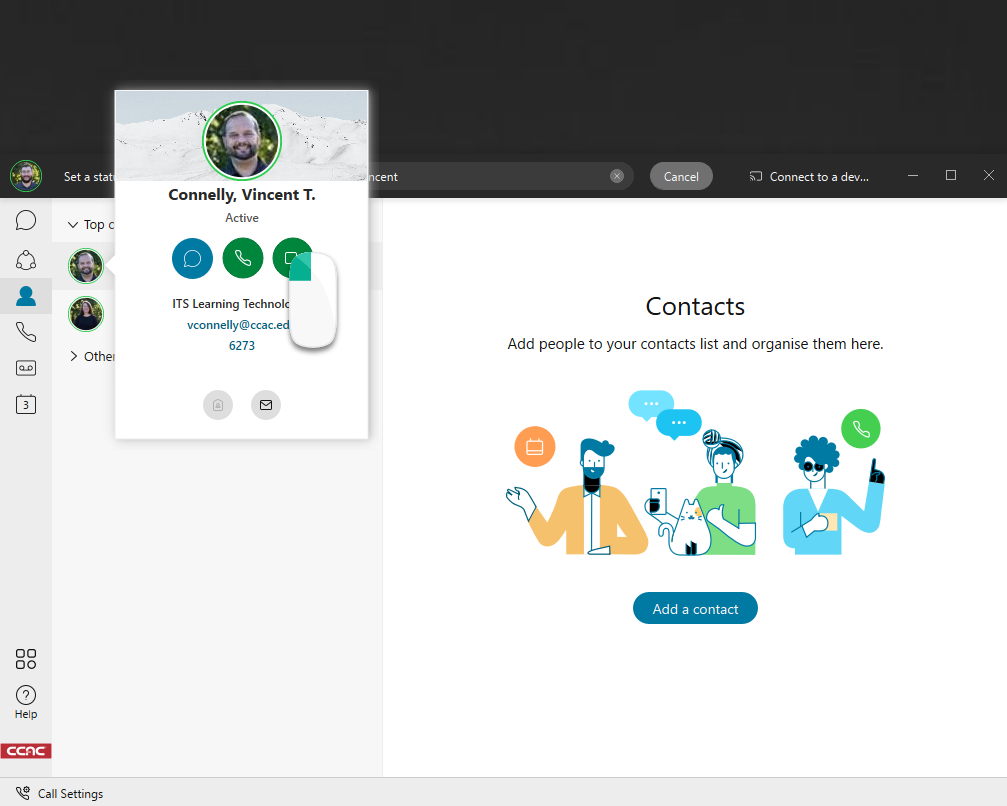 Making a Video Call in Webex - CCAC's Help Center