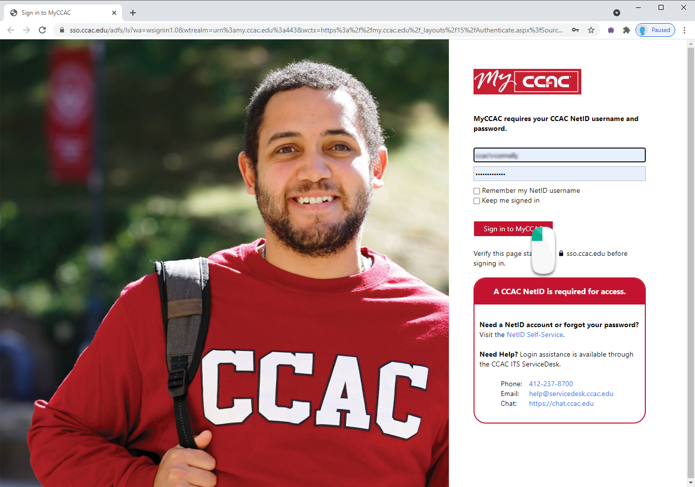 Logging into MyCCAC CCAC's Help Center