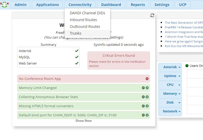 Configuration of a FreePBX with a VoIPtalk trunk (LEGACY/OLD) - telappliant