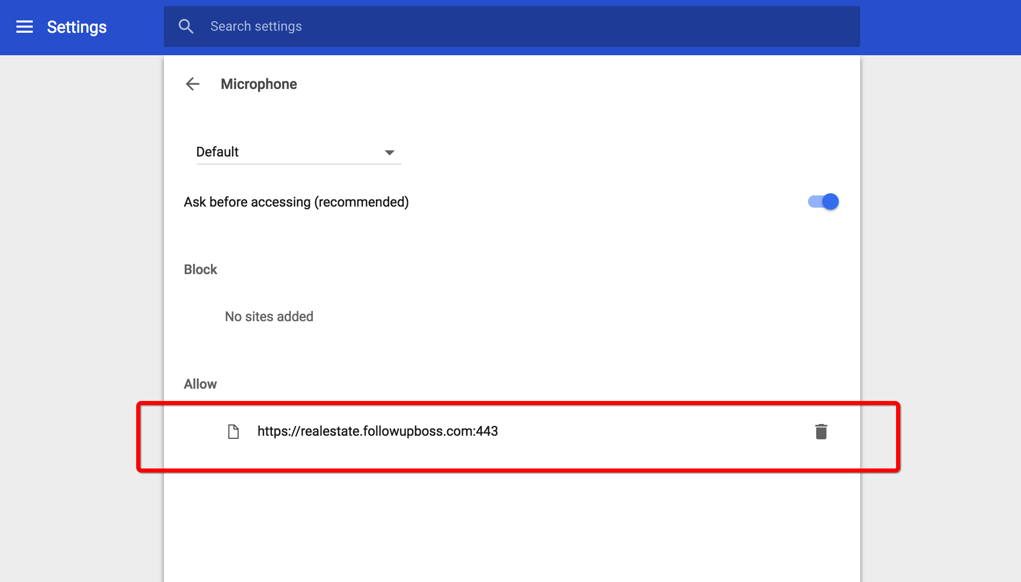 Microphone Settings in Google Chrome Follow Up Boss Help Center