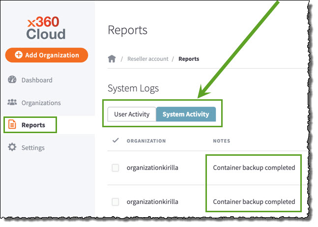 Export audit logs - x360Cloud - Axcient