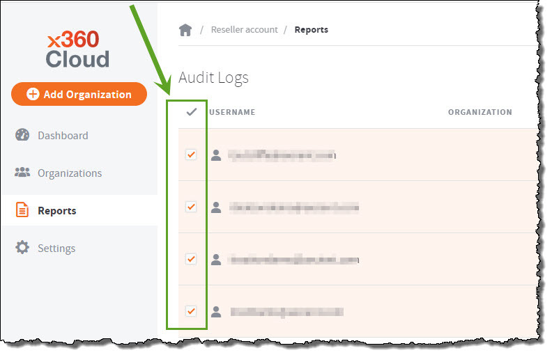 Export audit logs - x360Cloud - Axcient