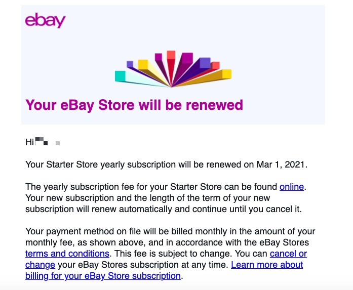 accelerlist — eBay store subscription renewals