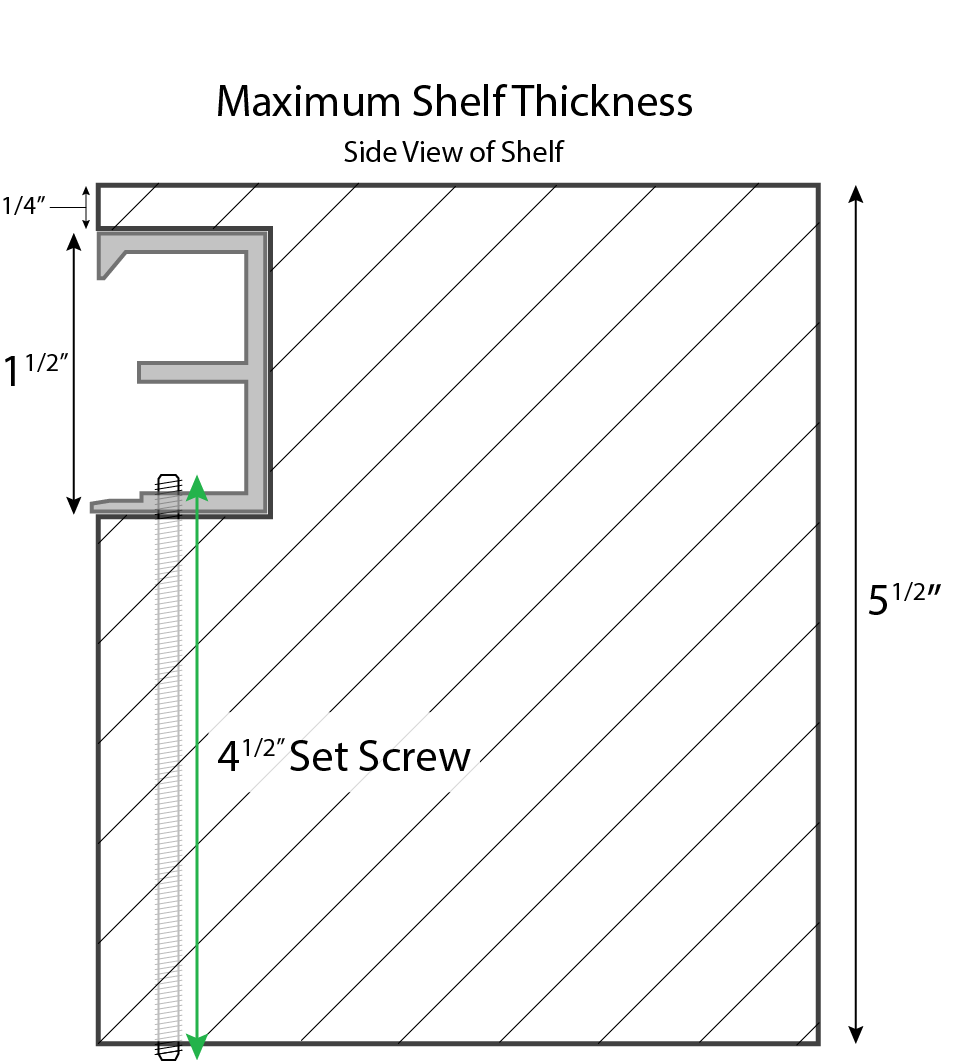 Hovr Bracket System — Maximum shelf height / thickness