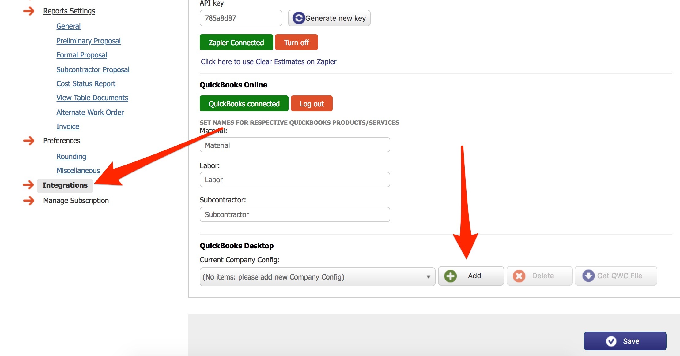 Export to QuickBooks Desktop Clear Estimates